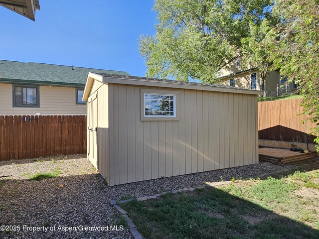 1650 Dogwood Dr, Rifle, CO 81650 - view of shed featuring a fenced backyard