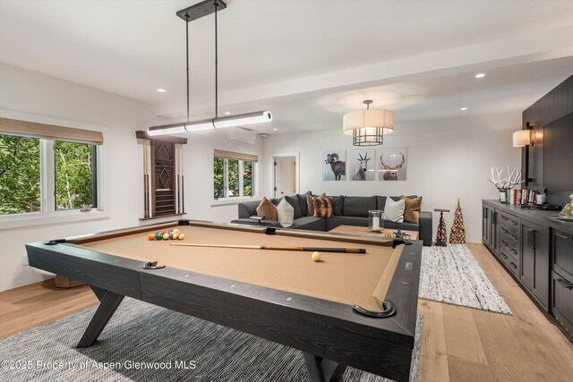 1271 Ute Ave, Aspen, CO 81611 - recreation room featuring light wood-type flooring, recessed lighting, and pool table