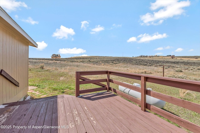 deck featuring a rural view