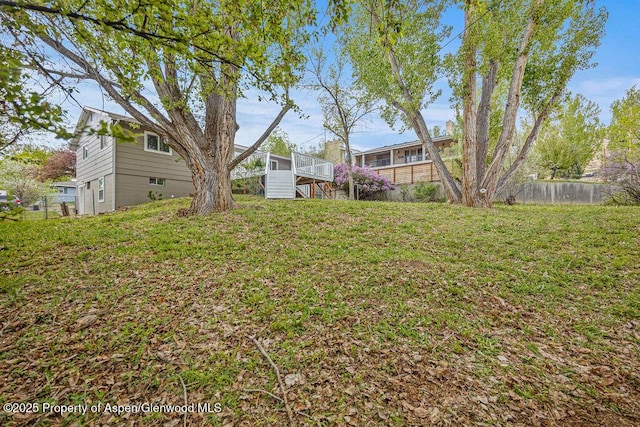 885 Stout St, Craig, CO 81625 - view of yard featuring stairs and a wooden deck