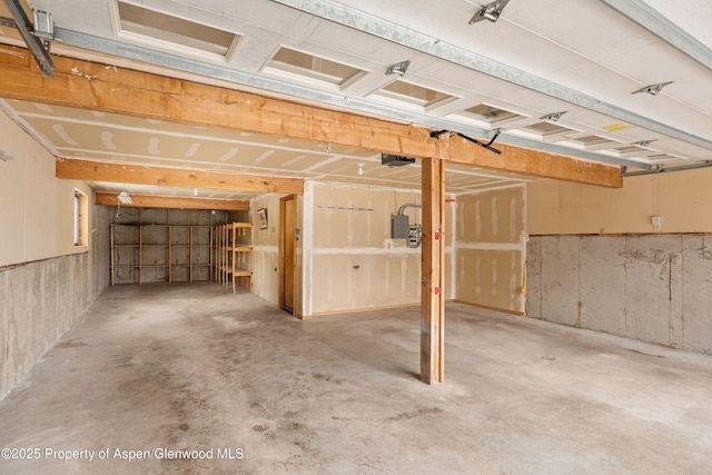 basement featuring electric panel