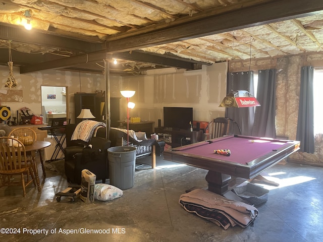 playroom featuring concrete flooring and billiards