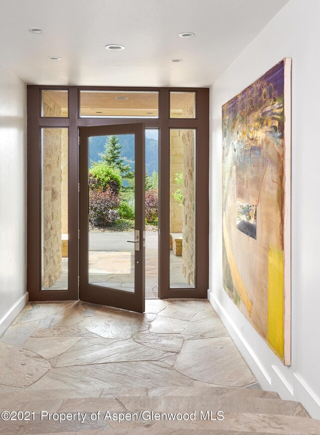 doorway to outside featuring french doors