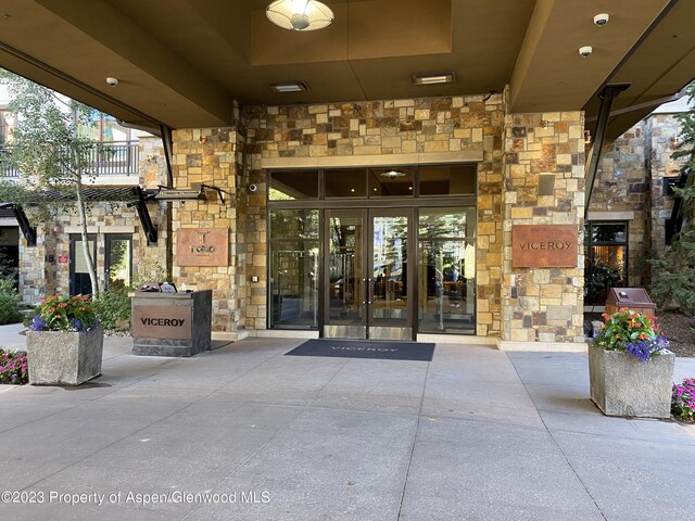 property entrance with french doors