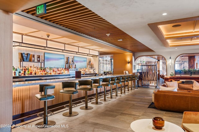 bar with a tray ceiling