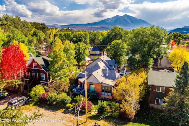 aerial view with a mountain view