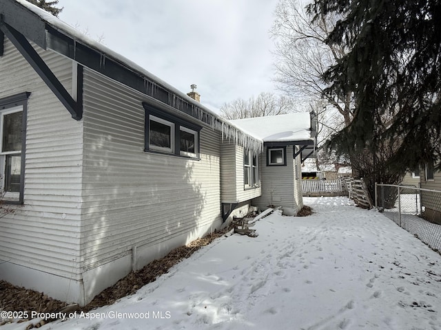 view of snowy exterior