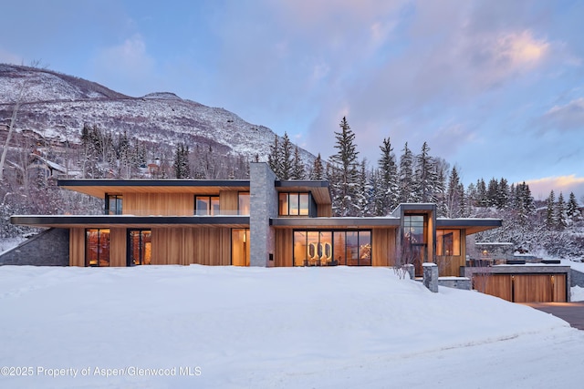 contemporary house with a mountain view