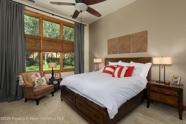 123 Corral Dr, Carbondale, CO 81623 - bedroom featuring light colored carpet and ceiling fan