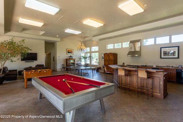 123 Corral Dr, Carbondale, CO 81623 - playroom with a notable chandelier, a sink, and pool table