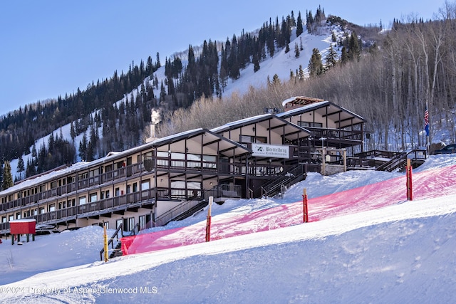 exterior space featuring a mountain view