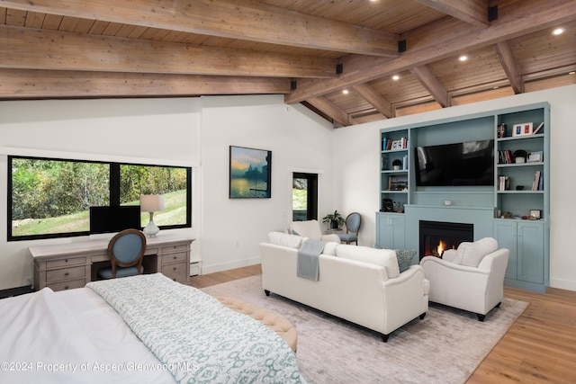 interior space featuring wood ceiling, recessed lighting, and light wood-style floors