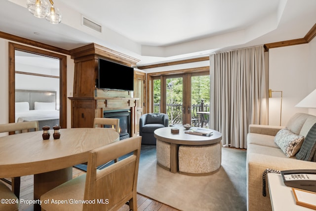 415 E Dean St Unit 32, Aspen, CO 81611 - living room with a glass covered fireplace and french doors