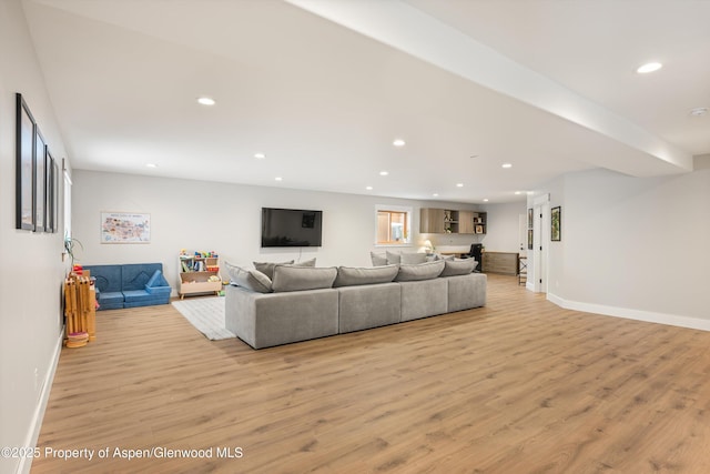 13 Laird Ln, Glenwood Springs, CO 81601 - living room featuring recessed lighting, light wood finished floors, and baseboards