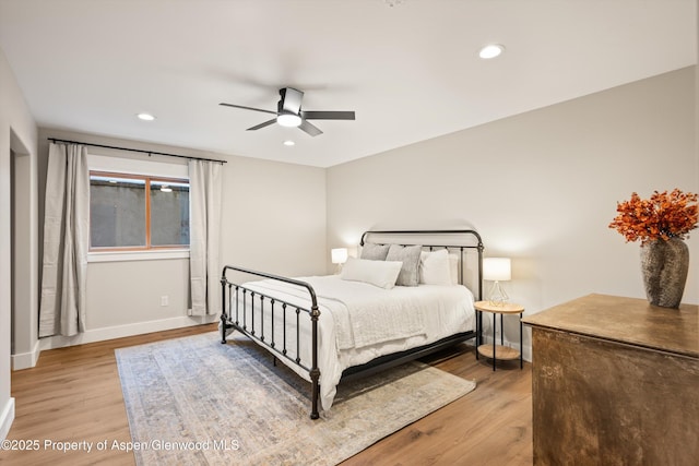 13 Laird Ln, Glenwood Springs, CO 81601 - bedroom with baseboards, light wood-style floors, recessed lighting, and ceiling fan