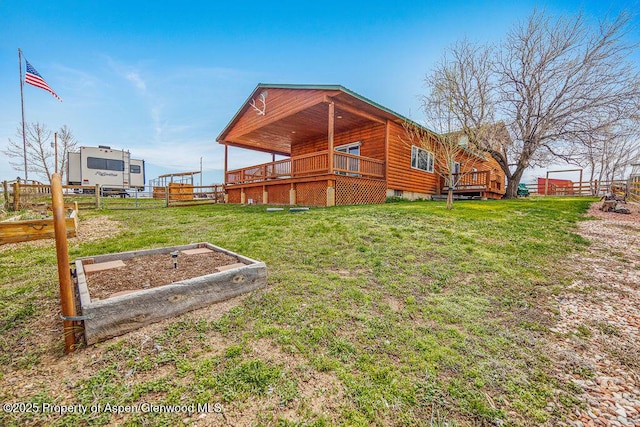 1020 Thompson Way, Craig, CO 81625 - exterior space featuring a lawn, fence, a garden, and a deck