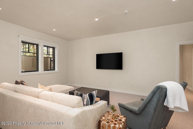 living room with carpet floors