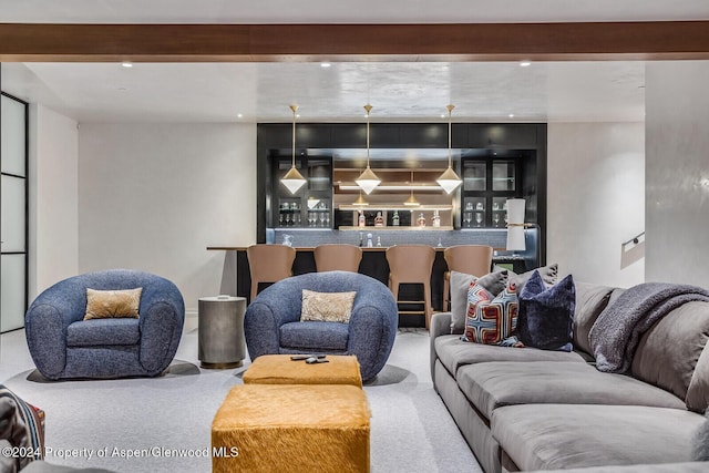 living room featuring carpet floors