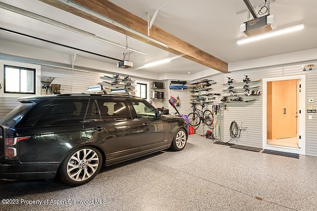 garage with a garage door opener