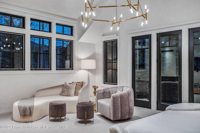 interior space with an inviting chandelier