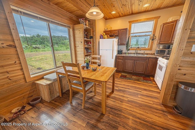 1349 Eagle Loop, Craig, CO 81625 - dining room featuring wooden ceiling, dark wood finished floors, and recessed lighting