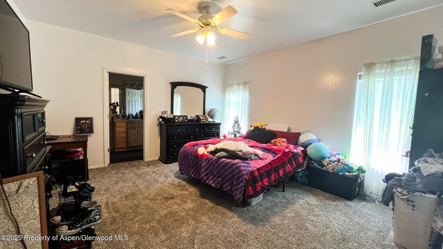 786 Comstock Dr, Fruita, CO 81521 - bedroom with carpet flooring and a ceiling fan