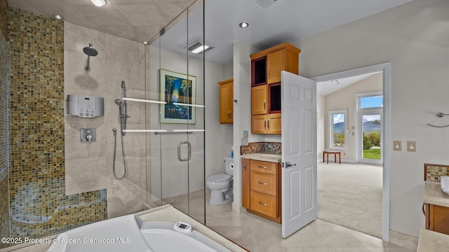 220 Sam Grange Ct, Eljebel, CO 81623 - bathroom with a stall shower, vanity, a bathtub, and toilet