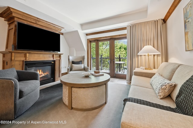 living room featuring french doors