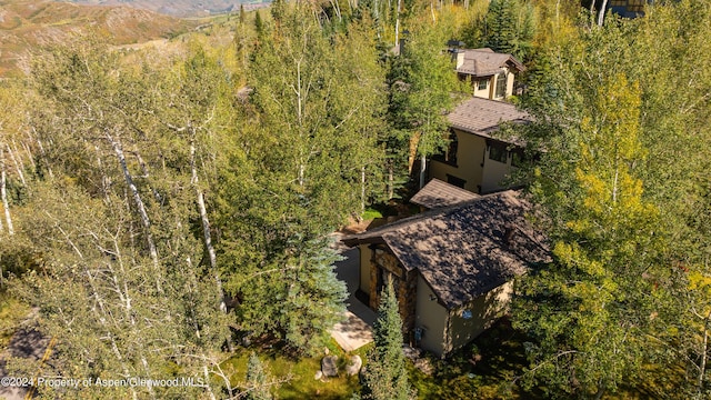 aerial view featuring a mountain view