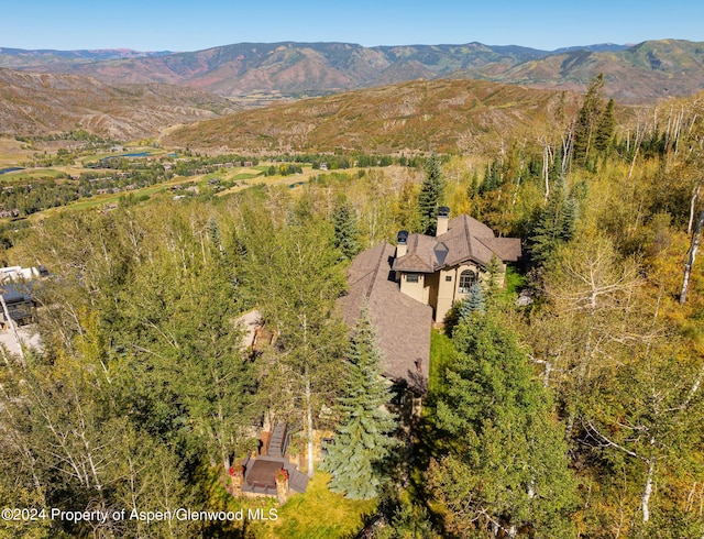 aerial view with a mountain view