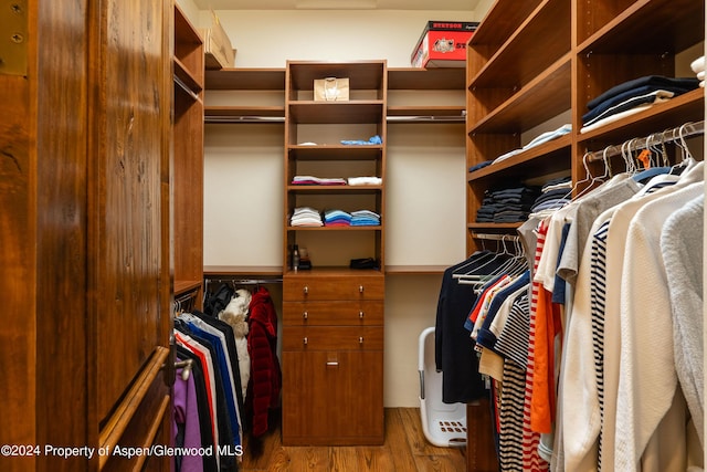 spacious closet featuring hardwood / wood-style floors