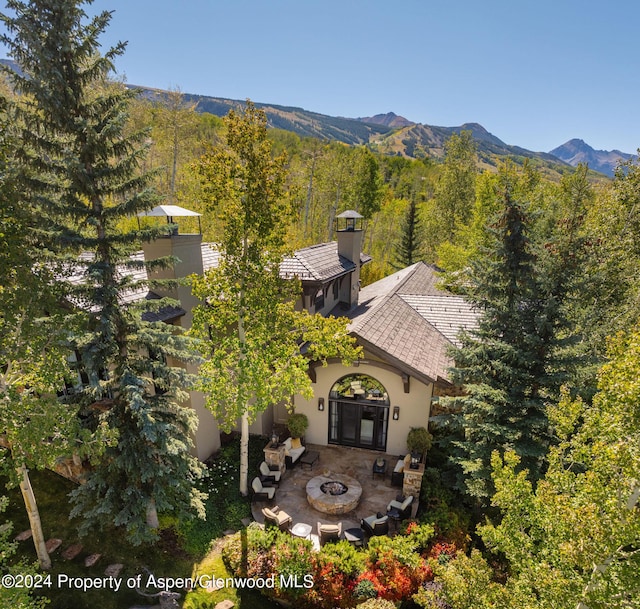 aerial view featuring a mountain view