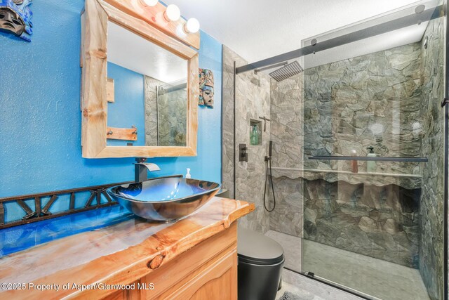 565 Sandrock Dr, Craig, CO 81625 - full bath with vanity, a marble finish shower, and toilet