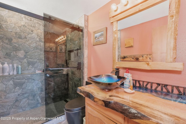 565 Sandrock Dr, Craig, CO 81625 - bathroom featuring a stall shower, vanity, and toilet