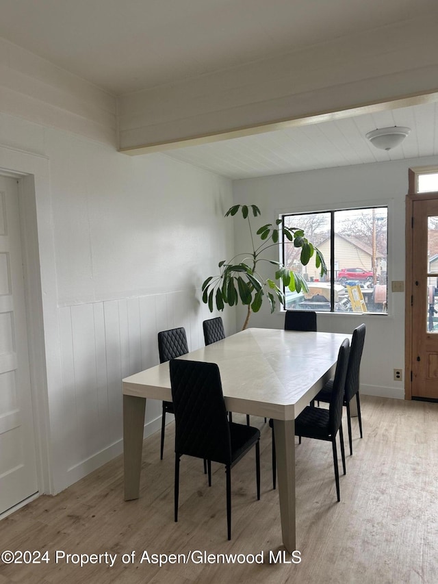 dining space featuring light hardwood / wood-style flooring