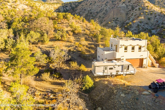 drone / aerial view with a mountain view