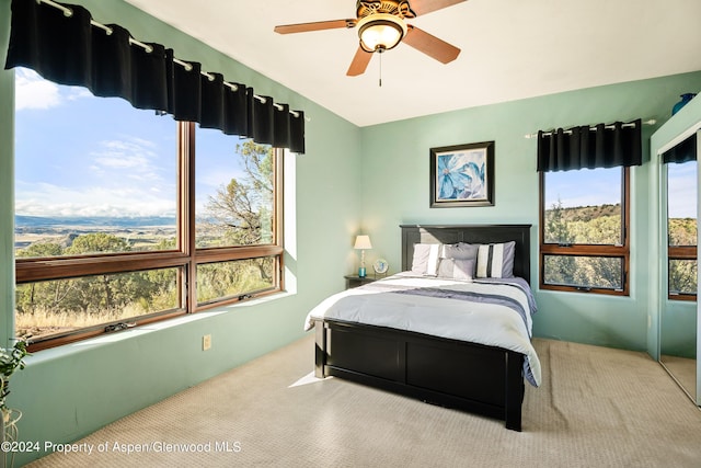 bedroom featuring ceiling fan