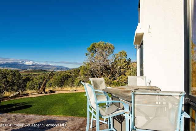 exterior space featuring a mountain view