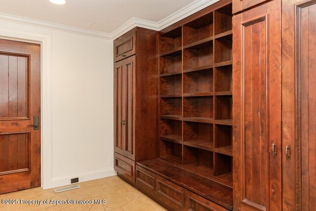 74 Pfister Dr Unit 101, Aspen, CO 81611 - mudroom with baseboards and crown molding
