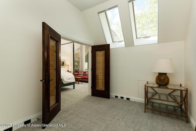 74 Pfister Dr Unit 101, Aspen, CO 81611 - corridor featuring carpet, baseboards, and a high ceiling