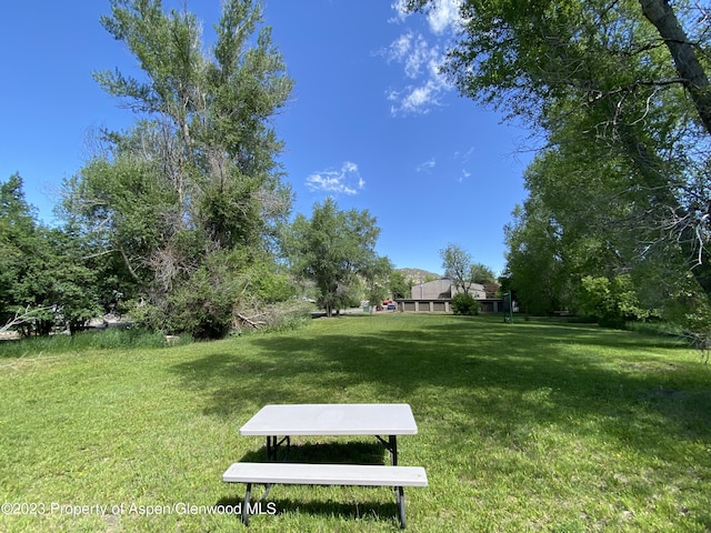 view of property's community featuring a yard