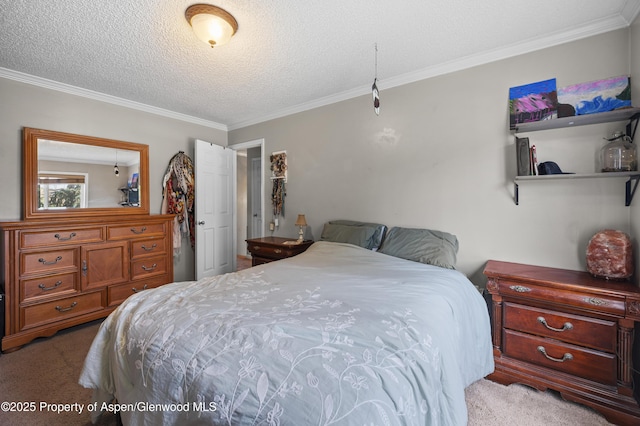 1617 W 7th St, Rifle, CO 81650 - bedroom with crown molding, carpet, and a textured ceiling