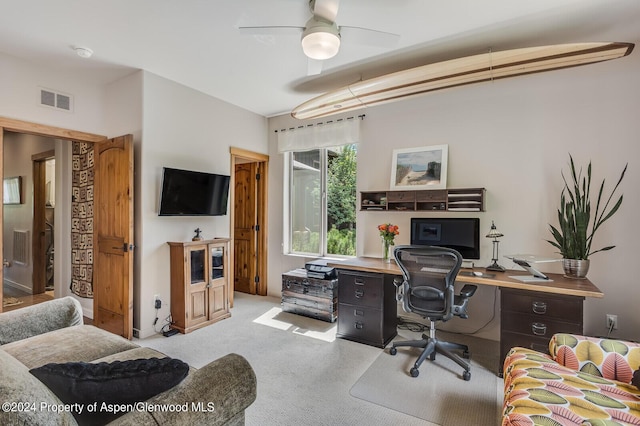 64 White Peaks Ln, Glenwood Springs, CO 81601 - carpeted home office with a ceiling fan