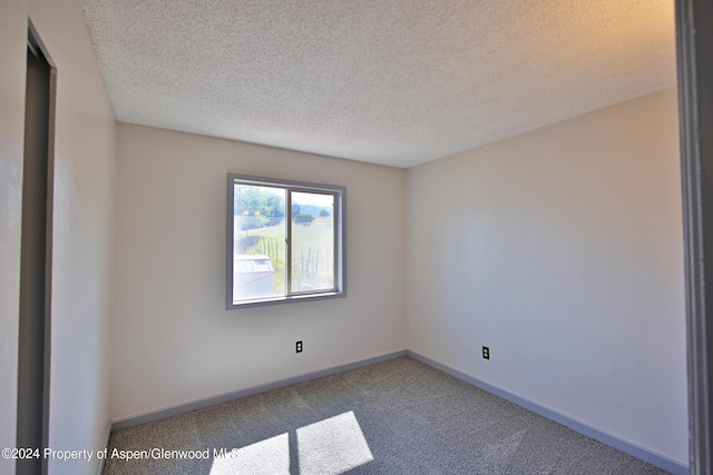 carpeted spare room featuring a textured ceiling