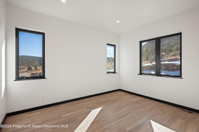 spare room with light hardwood / wood-style floors