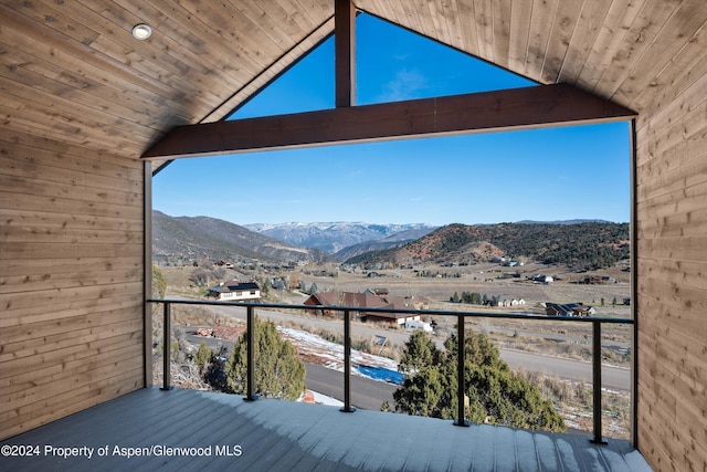 deck with a mountain view