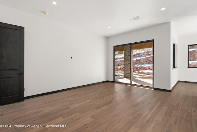 empty room with hardwood / wood-style floors