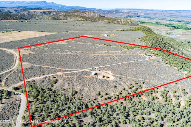 4472 V 5/10 Rd, De Beque, CO 81630 - overview of rural landscape featuring property boundaries highlighted and a mountainous background