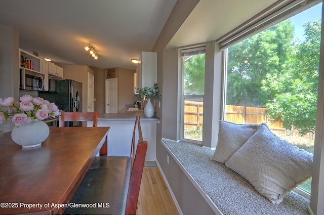 222 Creek Ct, Rifle, CO 81650 - dining area with light wood finished floors and baseboards