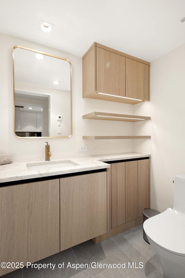 211 W Main St, Aspen, CO 81611 - bathroom with vanity, toilet, and recessed lighting